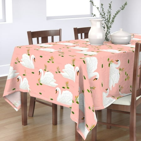 

Cotton Sateen Tablecloth 70 x 90 - Swan Pink Bird Animal Baby Lake Pond Feminine Landscape Ballerina Nursery Print Custom Table Linens by Spoonflower