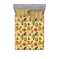 thumbnail image 2 of Colorful Bedding Set with Sheet & Covers, Sketchy Hand Drawn Style Image of Vegetables Fruits with Striped Coral Backdrop, Printed Bedroom Decor 2 Shams, 4 Sizes, Multicolor, by Ambesonne, 2 of 3
