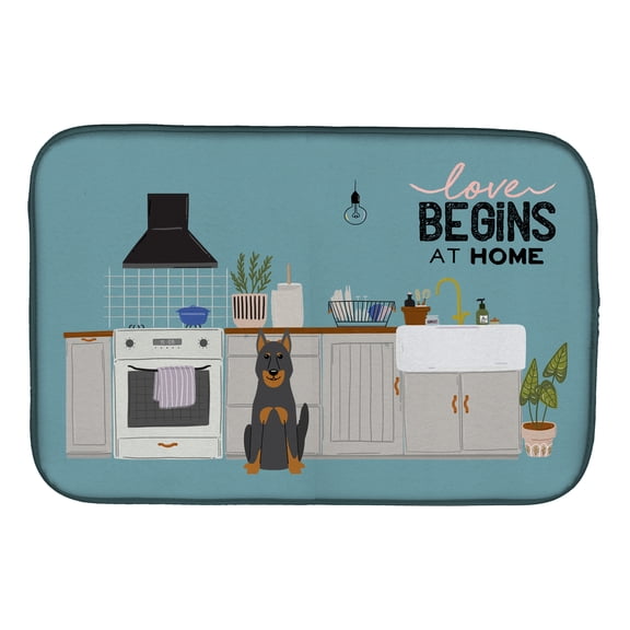 Beauce Shepherd Dog Kitchen Scene Dish Drying Mat