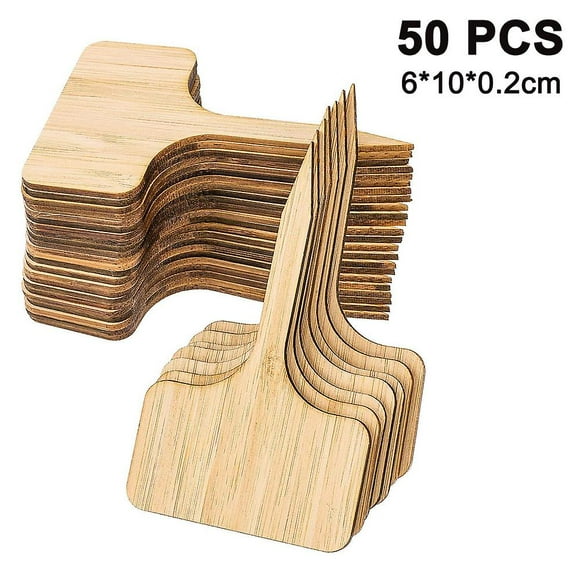50 Pcs Plant Signs Bamboo, T-shape Plant Plug Labeling Stick-in Labels