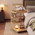thumbnail image 4 of Costway 2 Pcs Table d'Appoint en Forme de C avec Roues, Plateau de Bureau Réglable, Butée de Bord, Pochette de Rangement, Naturel, 4 of 9