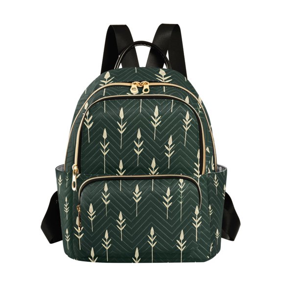 FORMRS Mini Backpack Purse for Women Travel Daypack Casual Shoulder Bag, Dark Green Plants