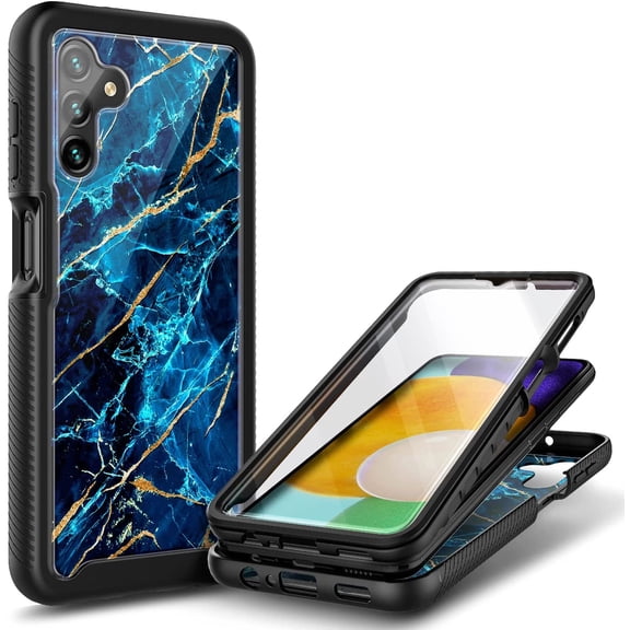 Nagebee Phone Case Compatible for Samsung Galaxy A13 5G with [Built-in Screen Protector], Full-Body Shockproof Protective Bumper Cover Impact Resist Durable Case (Sapphire)