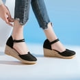 thumbnail image 5 of Ruyang Wedges for Women Dressy Soft Leather Peep Toe Women’s Wedge Sandals Casual Summer Slip on Espadrilles Dress Shoes, 5 of 6