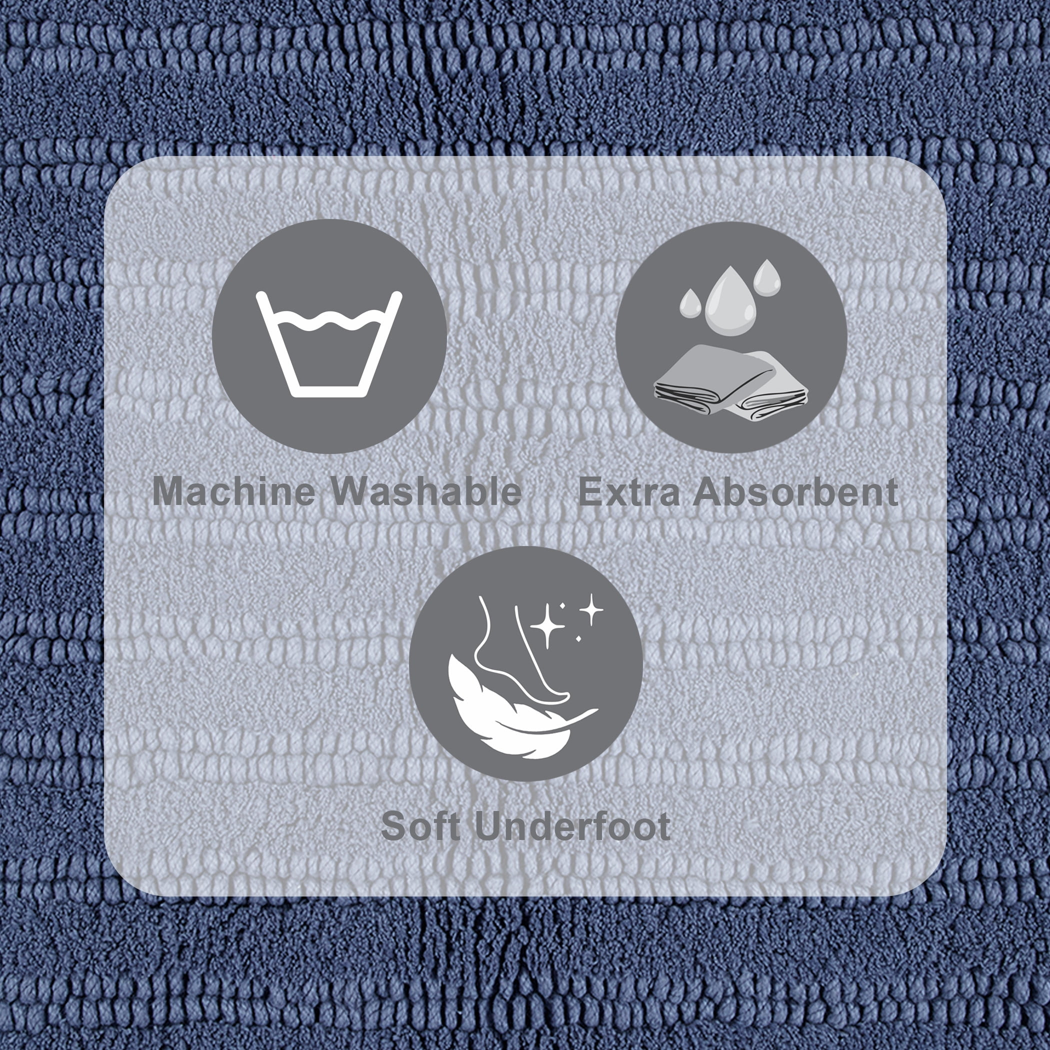 Beautiful Oval Cotton Bath Rug by Drew Barrymore, Nightshadow Blue, 20" x 34"