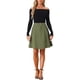 thumbnail image 2 of Faldas de mujer Inspire Chic de cintura alta, en línea A, acampanadas, casuales, de mezclilla, color verde militar, 2 of 5