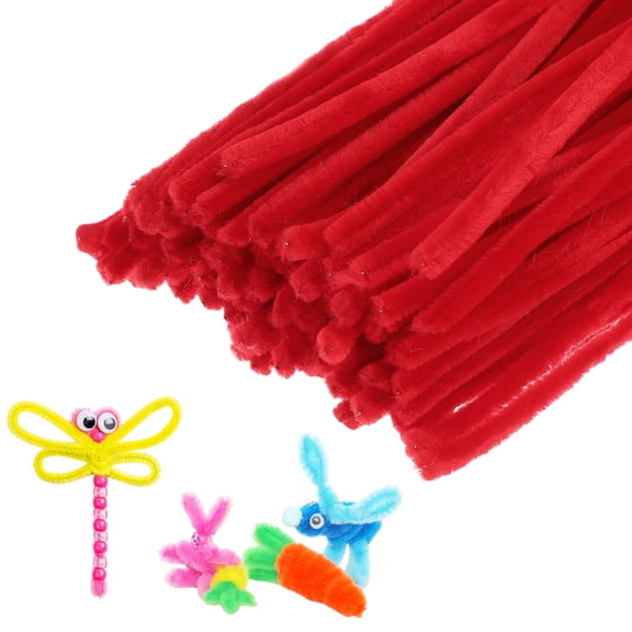 Uxcell 100-Pack Pipe Cleaners Craft, 11.8" Chenille Stems for Art/Festivals Bouquet/Craft/Christmas/DIY Projects [Bright Red]