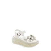 Jeffrey Campbell Diaries Strap Platform Sandal White Crinkle Patent Clear (10, White)
