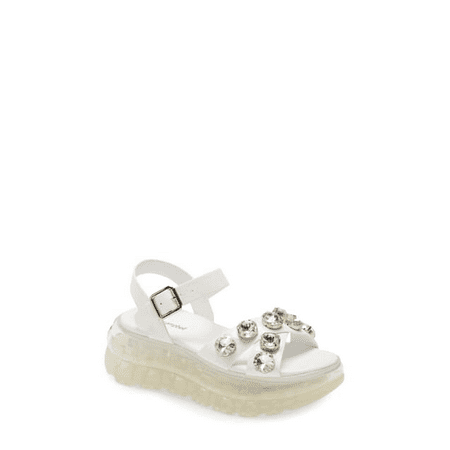 Jeffrey Campbell Diaries Strap Platform Sandal White Crinkle Patent Clear (10, White)