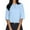 Blue, variant on Duoif Shirts for Women, Womens Half Sleeve Cardigan Shirt Cropped Button down Tops Oversized Lightweight Ribbed Knit Top Summer Tops Black L