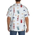 thumbnail image 5 of Naloa Nautical Lighthouse Sailboat Men's Loose Fit Cuban Collar Short-Sleeve Shirt with Button-down and Chest Pocket for Everyday Wear Outings - 3X-Large, 5 of 7