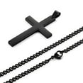 thumbnail image 4 of Cross Necklace for Men - Stainless Steel Silver Gold Black Plain Cross Pendant Necklace Simple Jewelry Gifts, 4 of 5