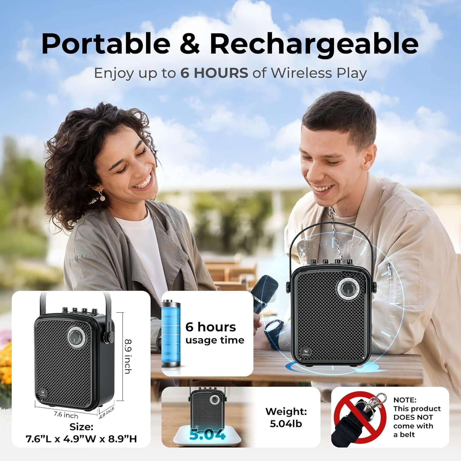 HW HAOWORKS Wireless Voice Amplifier Portable PA Speaker System Karaoke Machine S100 70W Bluetooth 5.3 1-Pack
