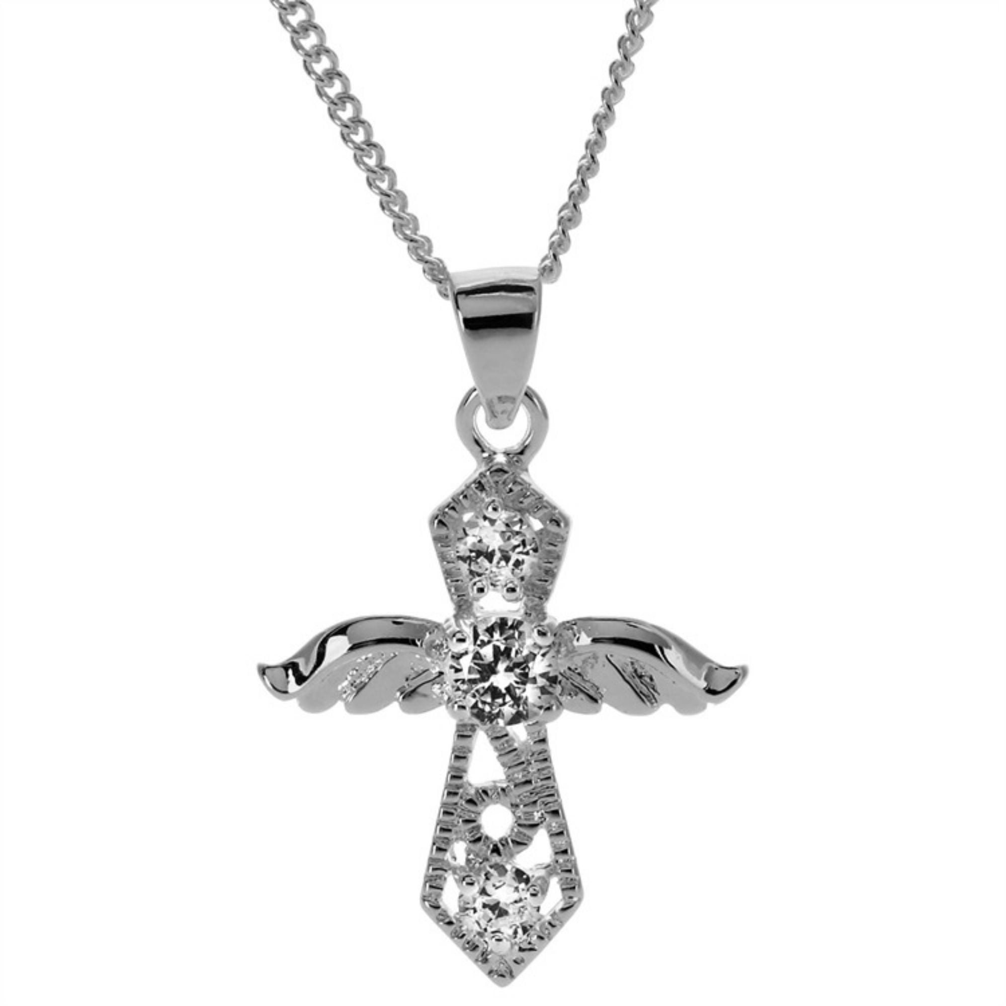 Contemporary Home Living 18" Silver Plated Angel Religious Cross