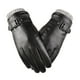 thumbnail image 1 of Guantes de cuero genuino para hombre, cálidos, resistentes al viento, con cobertura total para pantalla táctil, para senderismo, camping, ciclismo y pesca., 1 of 5