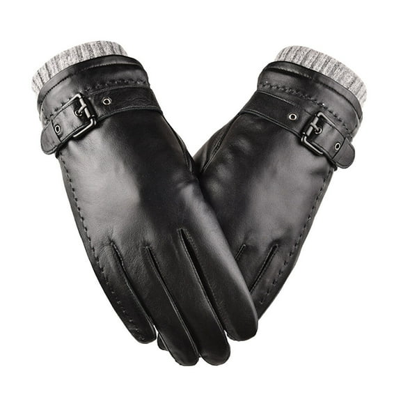 Himition Genuine Leather Gloves Men Warm Windproof Gloves Full Cover Touch Screen Gloves for Hiking Camping Cycling Fishing