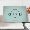 thumbnail image 2 of Music Cutting Board, Young Lady Listening to Music Earphones Smiling Close Eyed Girl Enjoy Melody Theme, Decorative Tempered Glass Cutting and Serving Board, Small Size, Black White, by Ambesonne, 2 of 5