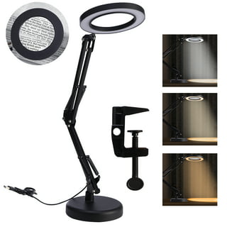 5X Magnifying Glass with Light and Stand, Krstlv LED 5 Color Modes,  Stepless Dimmable Magnifying Floor Lamp, 3-in-1 Adjustable Swing Arm  Lighted