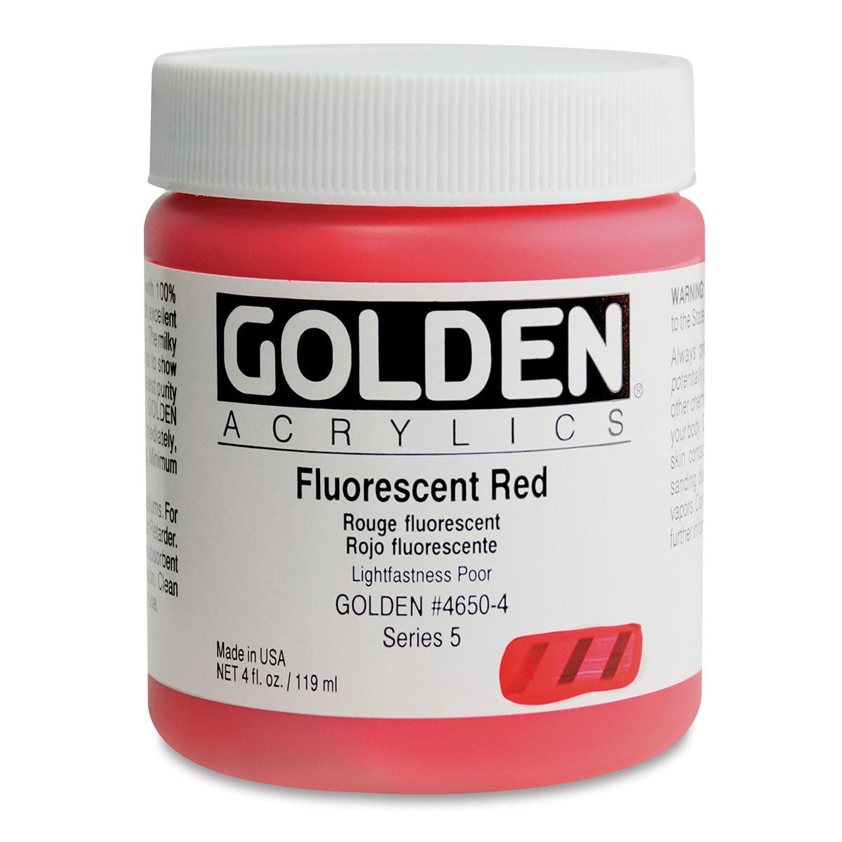 Golden® Fluorescent Acrylic Color, 4 oz., Fluorescent Red