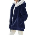 thumbnail image 5 of Omexry Womens Coats Clearance, Winter Coats for Women Women's Solid Color Zipper Pocket Hooded Ear Loose Jacket Long Sleeved Hooded Casual Jacket/jacket Purple S, 5 of 9