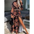thumbnail image 2 of Tralilbee Nouvelle Robe Chemise Fendue à Manches Longues Grande Taille Aguichant à Col en V Robe de Fête Mode Élégante Imprimée Robe Vintage Robe Maxi Décontractée, 2 of 5