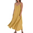 thumbnail image 4 of UoCefik Summer Beach Dresses for Women 2025 Linen Sleeveless Maxi Sundresses with Pockets Yellow S, 4 of 5