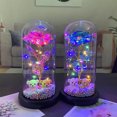 thumbnail image 3 of Adornos de cubierta de vidrio con flores eternas, simulación de rosas láser, luz LED, regalo creativo para el día de San Valentín, pareja, nacimiento, 3 of 6