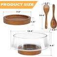 thumbnail image 2 of Extra Large Glass Salad Bowl Set - Party Salad Bowls with Acacia Wood Base and Serving Utensils - Elegant and Practical Kitchen Must-Have, 2 of 7
