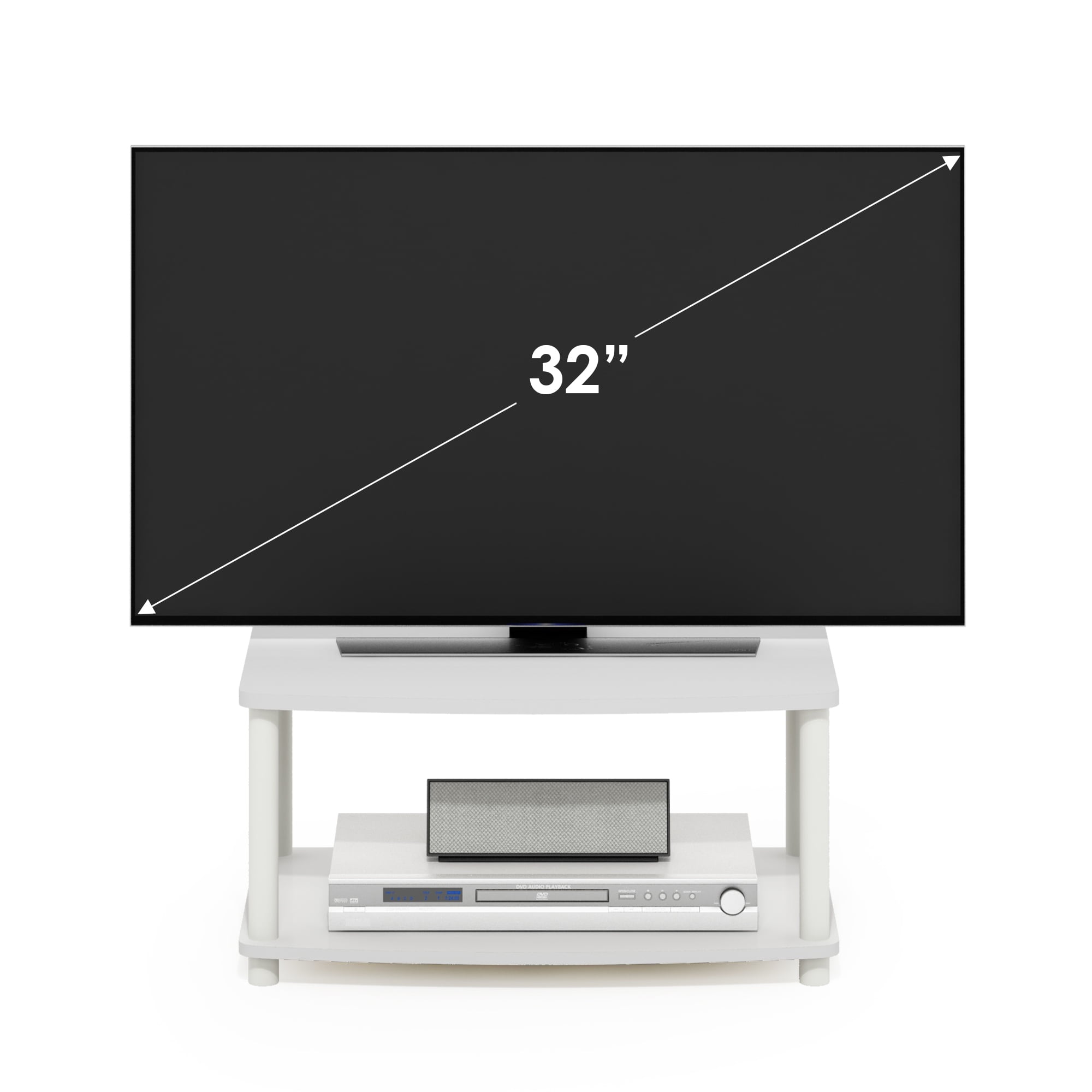 Furinno TURN-N-TUBE No Tools 2-Tier Elevated TV Stands in White/White
