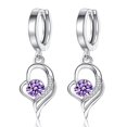 thumbnail image 3 of Mnyotv Earrings for Women Silver Hoop Earrings Stud Earrings for Women Pendant Earrings Eternal Heart Ladies Temperament Long Fashion Heart Earrings Purple, 3 of 5