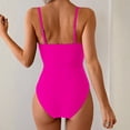 thumbnail image 4 of Women One Piece Swimsuits Cutout Full Coverage Bathing Suit Ring Link Ruched Monokini Beach Swimwear Hot Pink M, 4 of 6