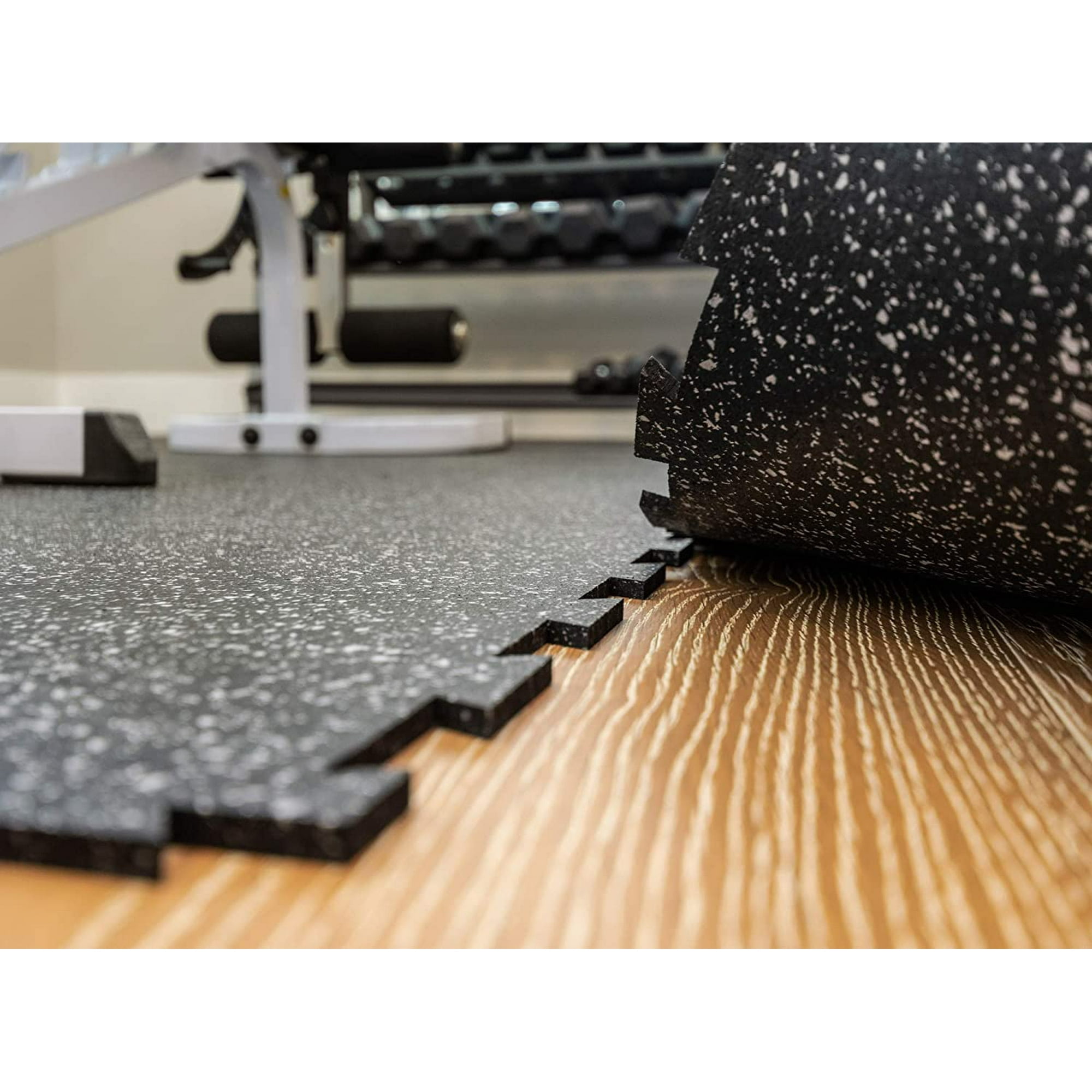 Rubber King Interlocking Tiles Gym Exercise Performance Flooring 19 x 19 6mm 10pc 23 Sq ft Blue Grey Walmart