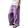 thumbnail image 2 of Bixock Toddler Girls Cargo Pants,Girls Sweatpants,Solid Color Pants Linen Cargo Pants Wide Leg Pants Long Pants, 2 of 6