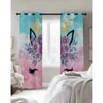thumbnail image 4 of Purple Rose Antlers Blackout Curtains for Bedroom Living Room Darkening Curtains 63 Inches Long Abstract Art Teal Pink Fancy Flowers Window Curtain 2 Panels Set Window Treatment Drapes 52"x63", 4 of 9