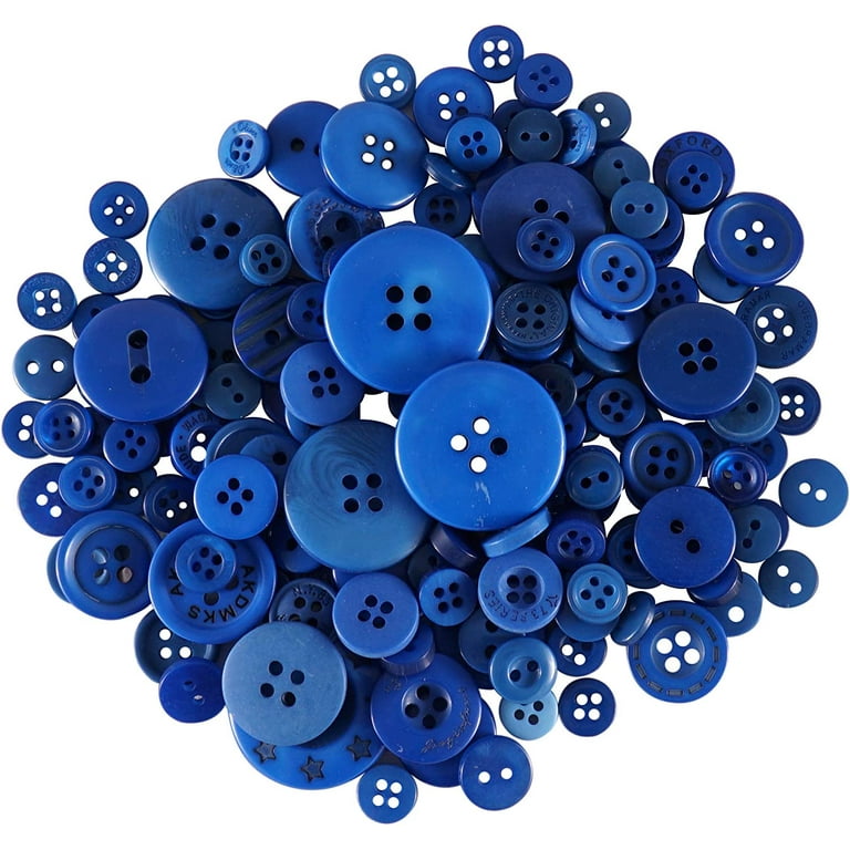 Trimming Shop Round Resin Buttons 2 & 4 Holes Assorted Mixed Colours and  Sizes, 50g, Dark Blue