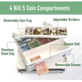 thumbnail image 2 of Cash Drawer \uD Cash Register POS Cash Drawer Box Stainless Steel with Adjustable Bill/ Coin Tray for Canadian Money Compatible for All POS System Printers, 2 of 7
