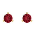 thumbnail image 3 of 1 Ct Round Cut Studs Red Ruby 14K Yellow Solid Solid Gold Everyday Dainty Earrings Screw Back, 3 of 7