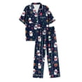 thumbnail image 5 of Drie Womens Pajamas Set Christmas Santa Pajama Set Women's Short Sleeve Sleepwear Soft Loungewear Two Piece Button Down Pjs Lounge Set Navy,S, 5 of 5