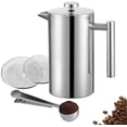 thumbnail image 1 of Meelio Cafetera de prensa francesa pequeña de 350 ml, prensa francesa con aislamiento de doble pared, prensa de café de acero inoxidable, incluye 2 filtros adicionales y 1 cuchara de café (1 taza, 12, 1 of 5