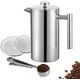 thumbnail image 1 of Meelio Cafetera de prensa francesa pequeña de 350 ml, prensa francesa con aislamiento de doble pared, prensa de café de acero inoxidable, incluye 2 filtros adicionales y 1 cuchara de café (1 taza, 12, 1 of 5