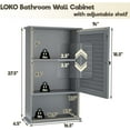 thumbnail image 3 of LOKO Bathroom Wall Cabinet, Bathroom Cabinet Wall Mounted with Single Shutter Door and Adjustable Shelf, Small Medicine Cabinet for Living Room, Kitchen or Entryway, 16.5 x 6.5 x 27.5 inches (Grey), 3 of 14