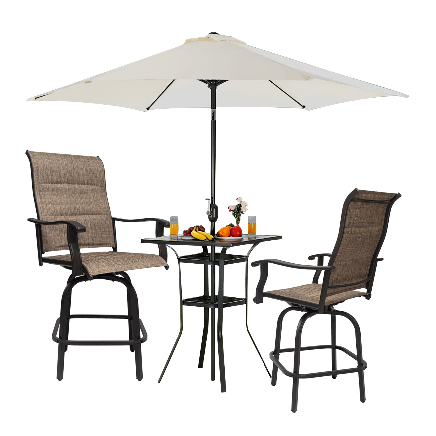 Outdoor Bar Height Patio Furniture, Bar Height Outdoor Table With Umbrella Hole