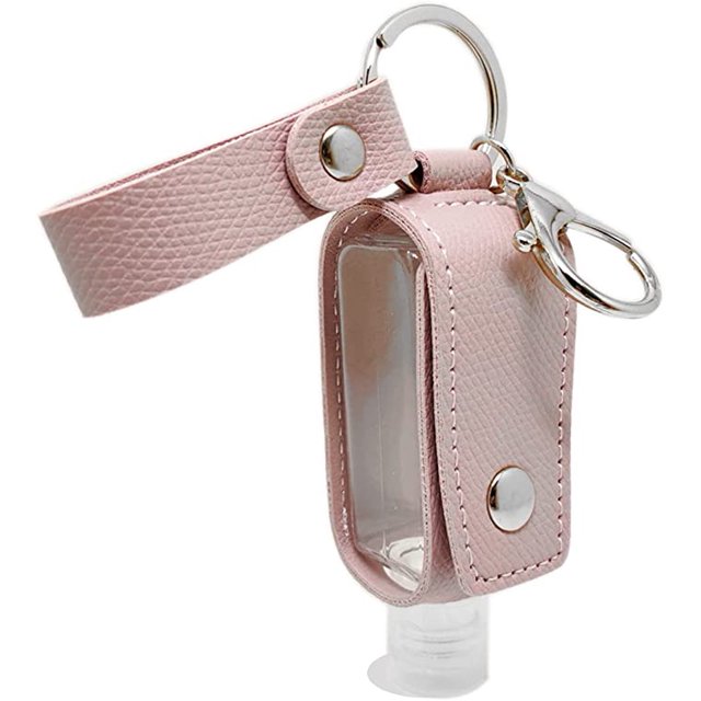Llavero con soporte para desinfectante de manos, envases cosméticos de tamaño pequeño recargables (1 oz/30 ml, 1 paquete) (rosa) JAMW Sencillez