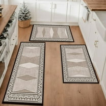Farmhouse Kitchen Rugs Set 3 Piece, Boho Kitchen Mats for Floor, Non-Slip Kitchen Rug Waterproof Mats for Kitchen, Runner Rugs for Hallway Laundry Holiday Sink Decor