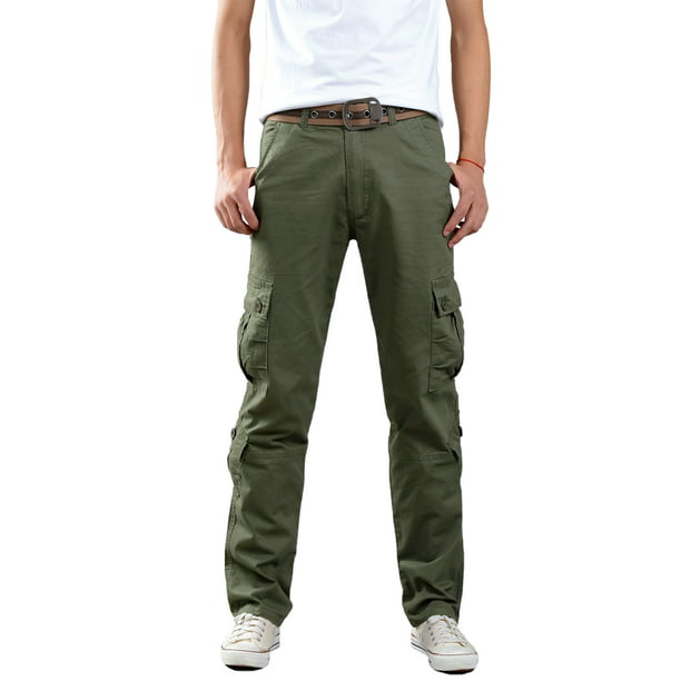 AMaVo - Mens Millitary Pants with Splice Pockets Solid Color Overalls ...