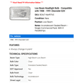 thumbnail image 2 of Low Beam Headlight Bulb - Compatible with 1988 - 1991 Chevy G20 1989 1990, 2 of 2