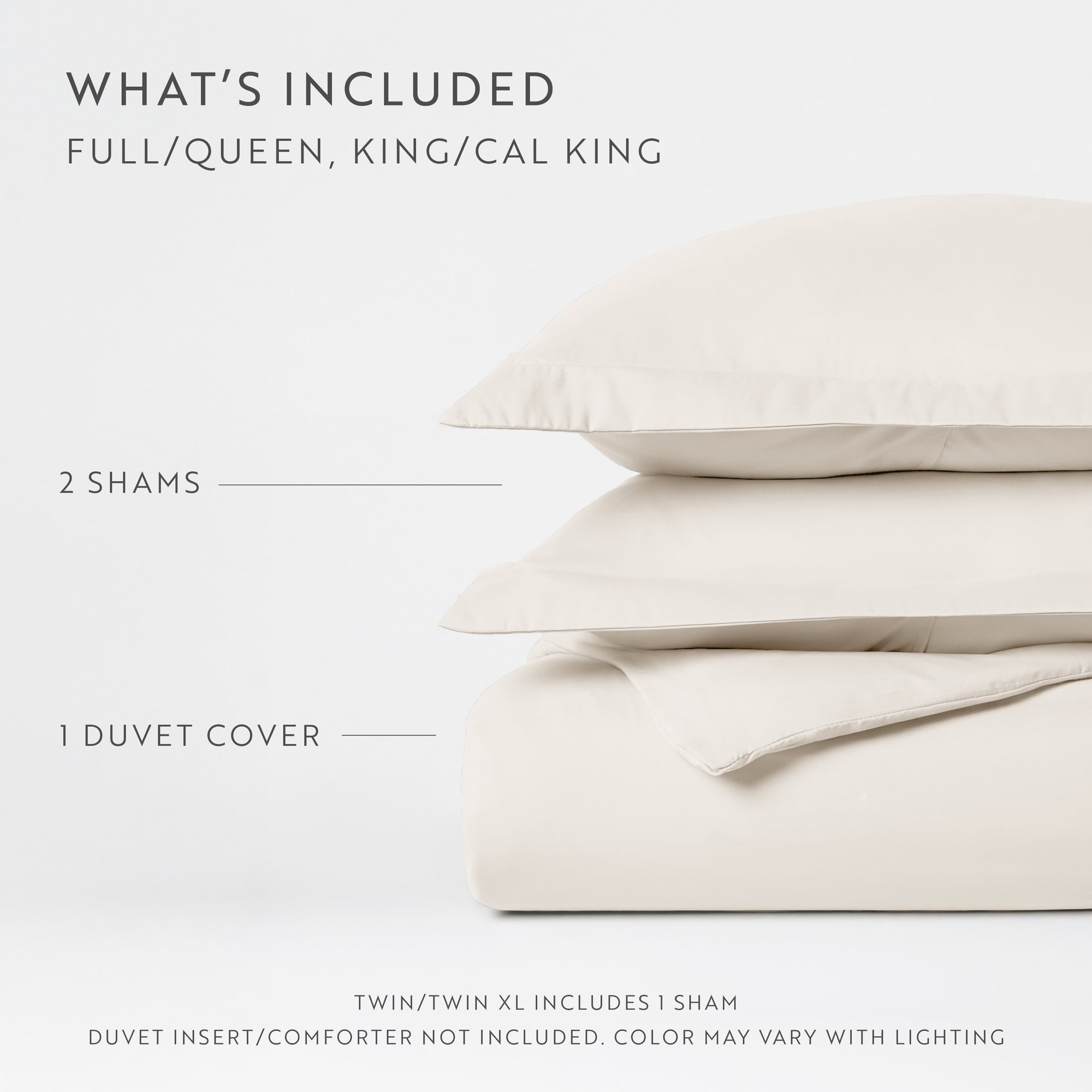 Ultra Soft & Breathable - Duvet Cover Set - King/Cal-King Ivory Bedding by Comfort Canopy