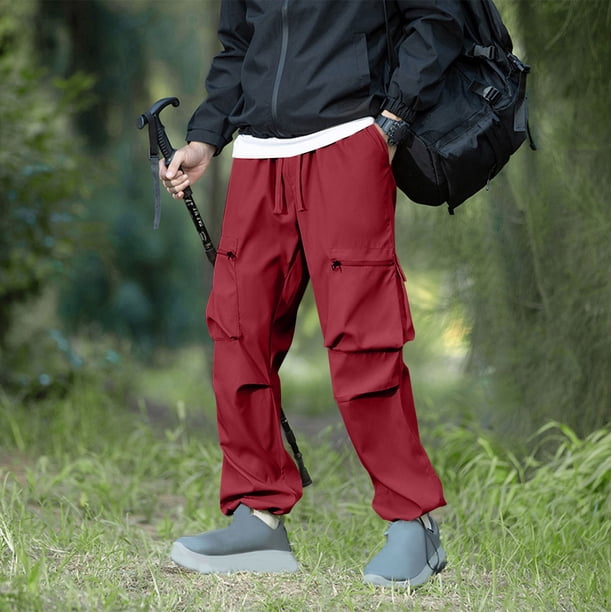 Pantalones largos para hombre, para exteriores, impermeables, a la moda, lisos, informales, con cintura elástica y bolsillos, pantalones cargo para hombre.