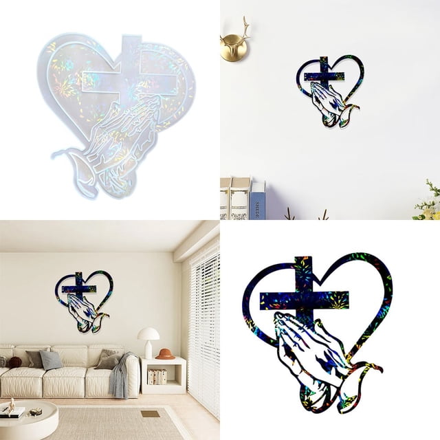 Elegante Decoración de Pared En Forma de Corazón | Arte de Pared de Silicona con Símbolo de Manos Abrazadas | Diseño Holográfico para Armar | 1 Unidad