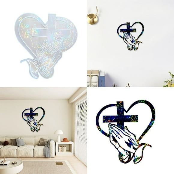 Elegante Decoración de Pared En Forma de Corazón | Arte de Pared de Silicona con Símbolo de Manos Abrazadas | Diseño Holográfico para Armar | 1 Unidad